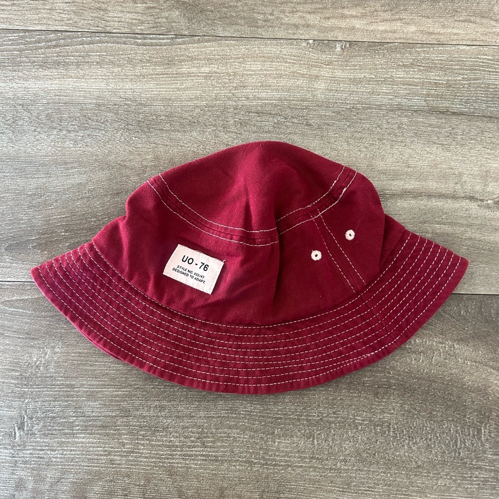 Urban Outfitters Maroon Bucket Hat with Patch